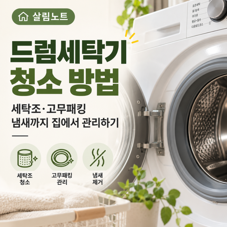 드럼세탁기 청소 방법, 세탁조·고무패킹 냄새까지 집에서 관리하는 법