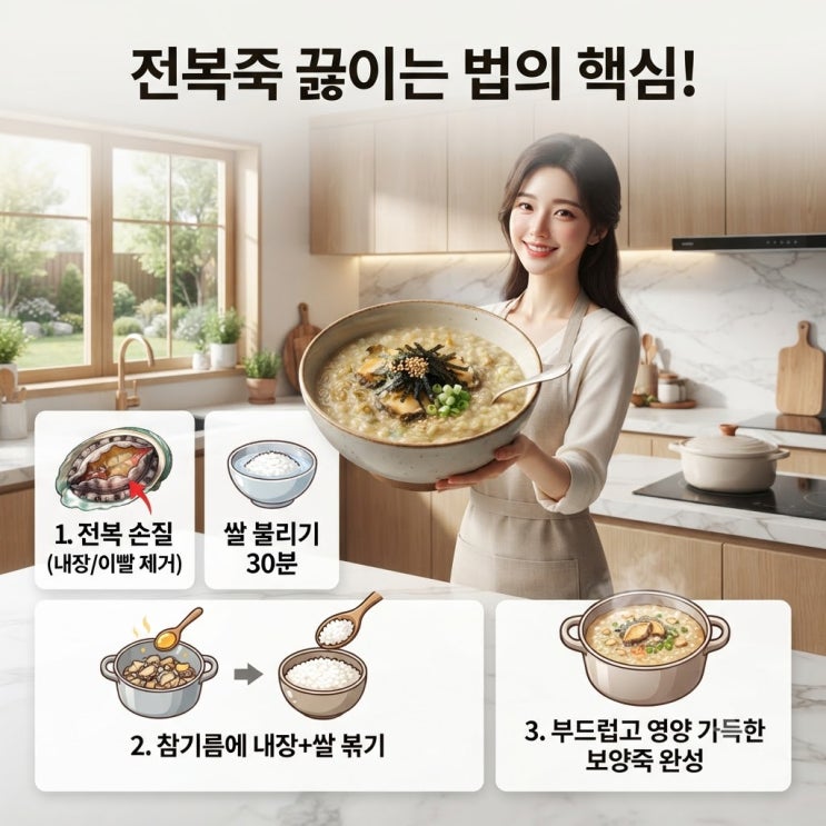 전복죽 끓이는 법, 왜 식당처럼 안 될까? 비린내 없이 고소하게 끓이는 3단계 핵심 정리