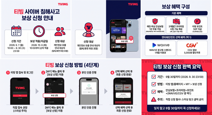 티빙 사이버 침해사고 보상 신청 방법 총정리