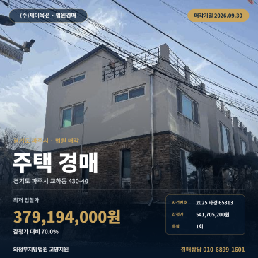 파주 건물경매ㅣ교하동 430-40 2층 주택ㅣ노선버스정류장 인근 2025타경65313 썸네일