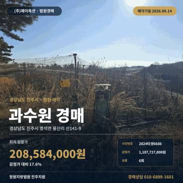 진주과수원경매·농지ㅣ명석면 용산리 산141-9ㅣ2024타경6686 썸네일