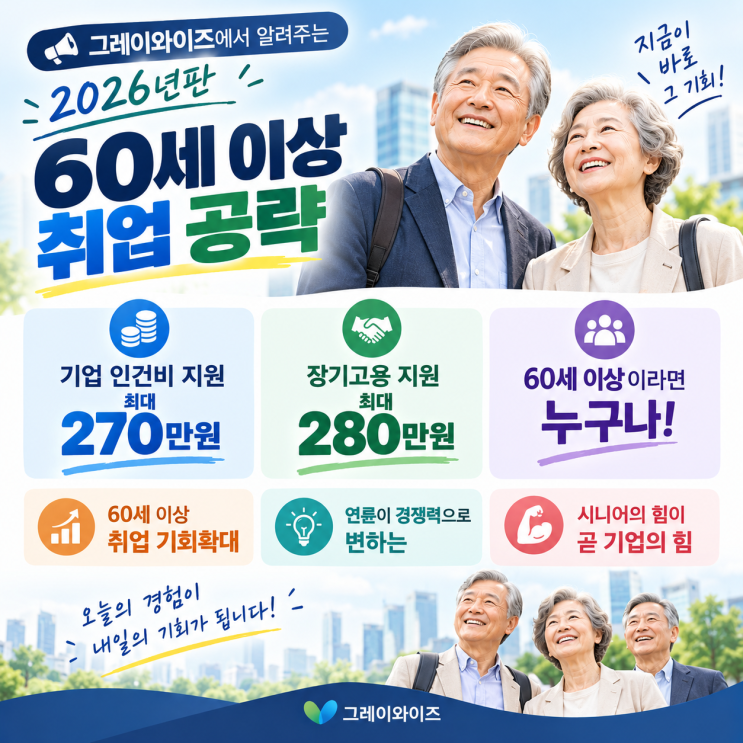 60세 이상 취업 시니어인턴십 총정리 2026년판 : 최대 270만 원, 장기고용 지원 조건은? : 네이버 블로그