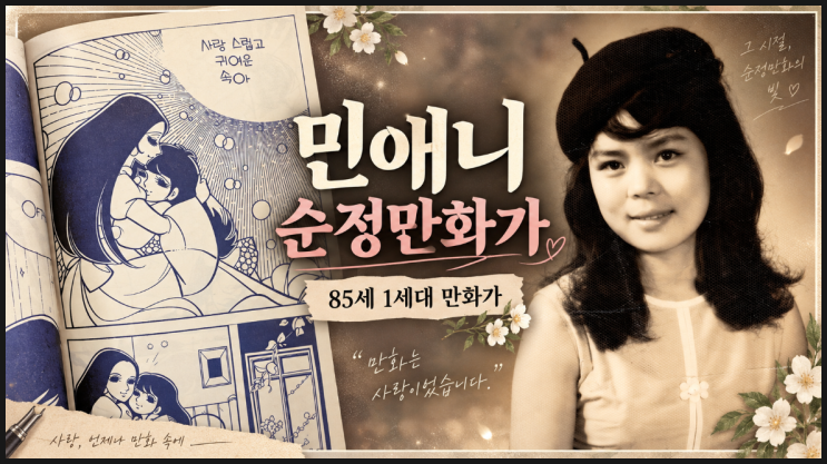 민애니 순정만화가, 85세 현역 작가의 실제 드로잉 영상과 BTS 지민 ....