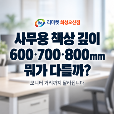 사무용 책상 깊이 600·700·800mm, 뭐가 다를까?｜모니터 거리까지 달라집니다