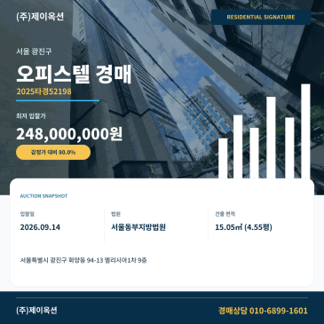 서울오피스텔경매ㅣ광진구 화양동 94-13 엘리시아1차 9층ㅣ2025타경52198 썸네일