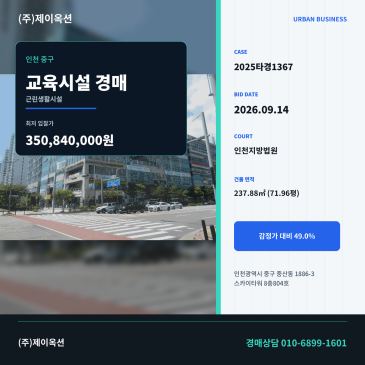 스카이타워 전용 237㎡ 교육시설경매 중산동 권리분석 2025타경1367 썸네일