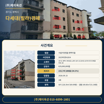 경기 평택시 팽성읍 노와리 287-152 포레스트하이츠주건축물 피동 1층 다세대주택 경매 2025타경41834 썸네일