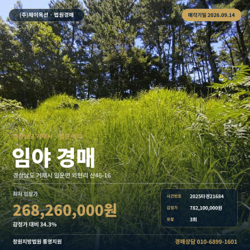 거제일운면임야경매ㅣ와현리 산46-16ㅣ2025타경21684 썸네일