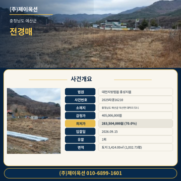 충남 예산군 덕산면 대치리 53-1 농지경매 도로 접한 1,032평 2025타경16210 썸네일