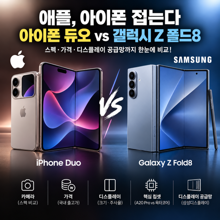애플, 아이폰 접는다, 아이폰 듀오 삼성 갤럭시 폴드Z8 이길까?