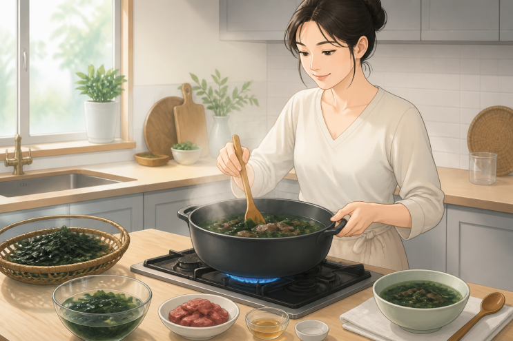 미역국 끓이는법 2인분 소고기 국물 진하게 끓이는 순서