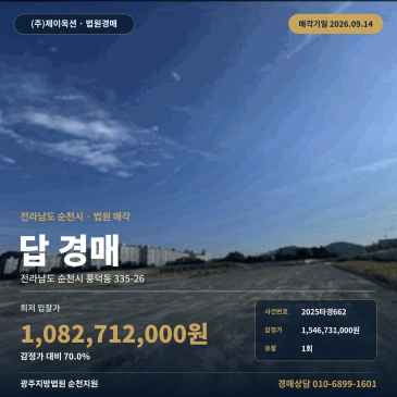 순천풍덕동논경매ㅣ335-26ㅣ2025타경662 썸네일