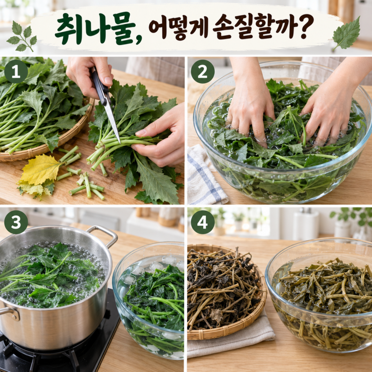 취나물 그냥 데치면 질겨요｜생취·말린 취나물 손질법과 쓴맛 빼는 법 : 네이버 블로그