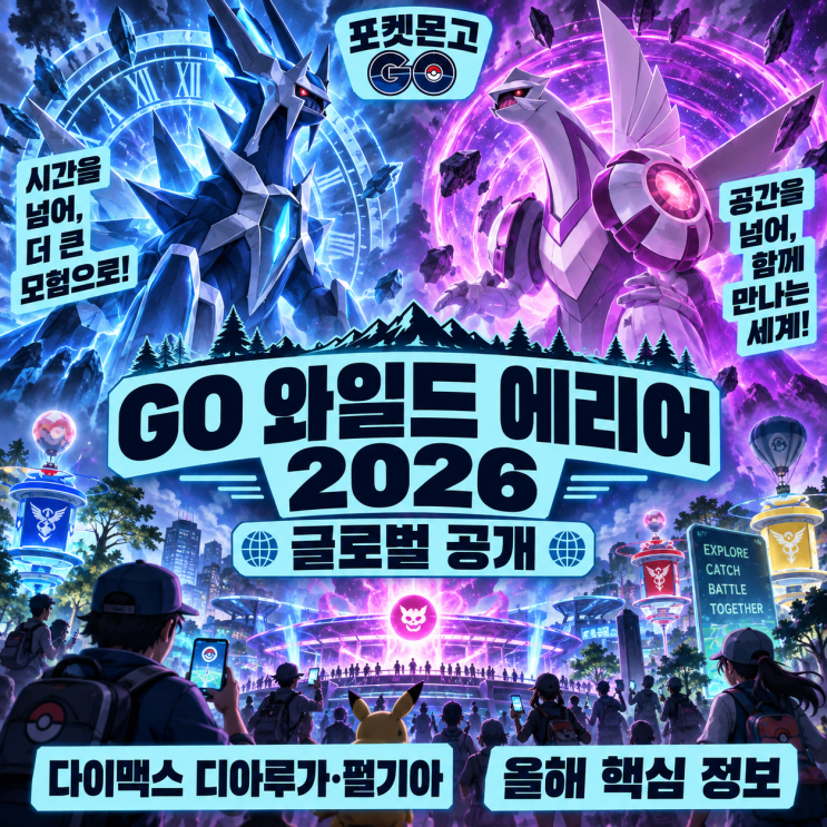포켓몬고 GO 와일드 에리어 2026 글로벌 공개｜다이맥스 디아루가·펄기아·마이티 포켓몬·티켓 보너스 총정리 : 네이버 블로그
