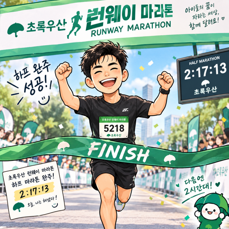 인생 첫 하프 마라톤 완주했습니다_제2회 초록우산 런웨이 마라톤