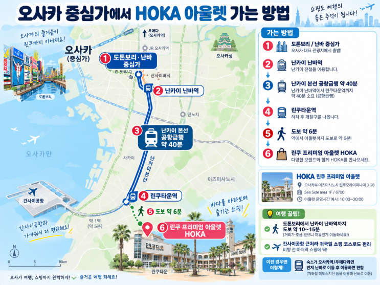 호카 오사카 런닝화 매장 지도와 린쿠 아울렛 호카매장 가는 법