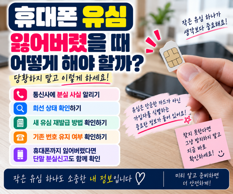 휴대폰유심잃어버렸을 때 어떻게 해야 할까?분실신고부터재발급방법 알아보기