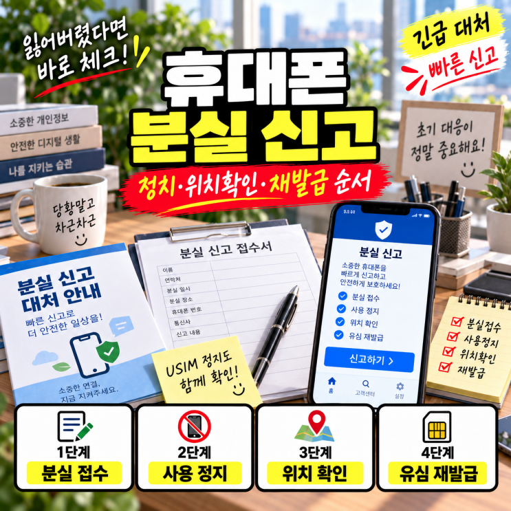 휴대폰분실신고 순서, 사용정지·위치확인·유심재발급까지