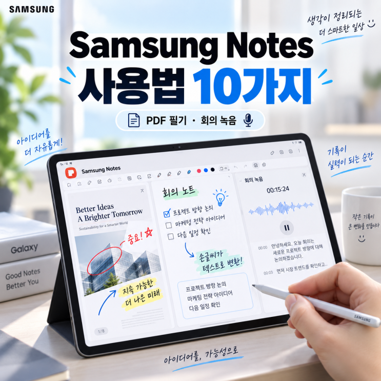2026 Samsung Notes 사용법 10가지｜PDF 필기·손글씨 텍스트 변환·회의 녹음·공유 업무 꿀팁 : 네이버 블로그