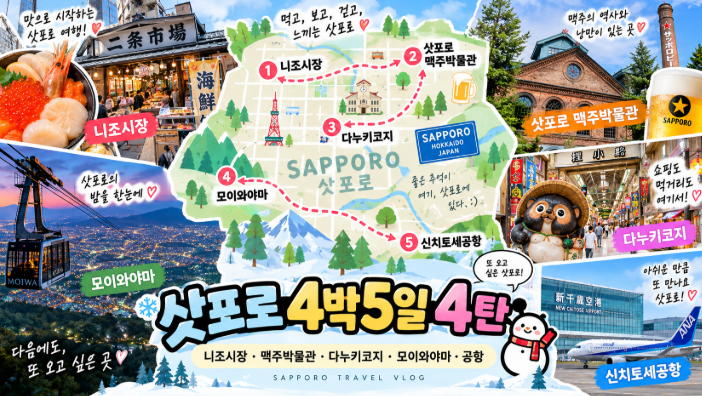 [삿포로 4박5일 자유여행 4탄] 니조시장·맥주박물관·다누키코지·모....