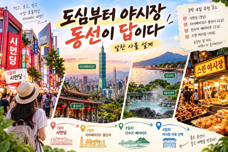 타이베이 3박 4일 코스, 시먼딩·101·스린 야시장 동선 추천