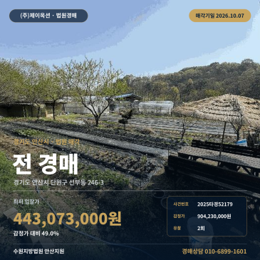 안산밭경매 선부동 부동산경매 2025타경52179 썸네일