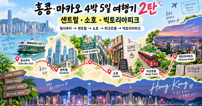 [홍콩·마카오 4박 5일 여행기 2탄] 센트럴·소호·빅토리아피크, 홍콩....
