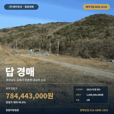 김해논경매 주촌면 내삼리 농지 전용허가 현황 확인 2025타경901 썸네일