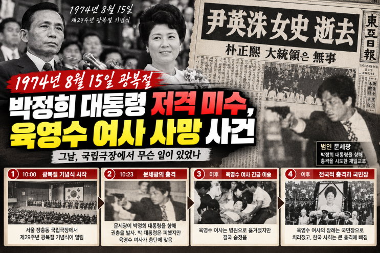 육영수 여사저격 사건 총정리｜1974년 8월 15일 문세광 사건, 그날 무슨 일이 있었나?