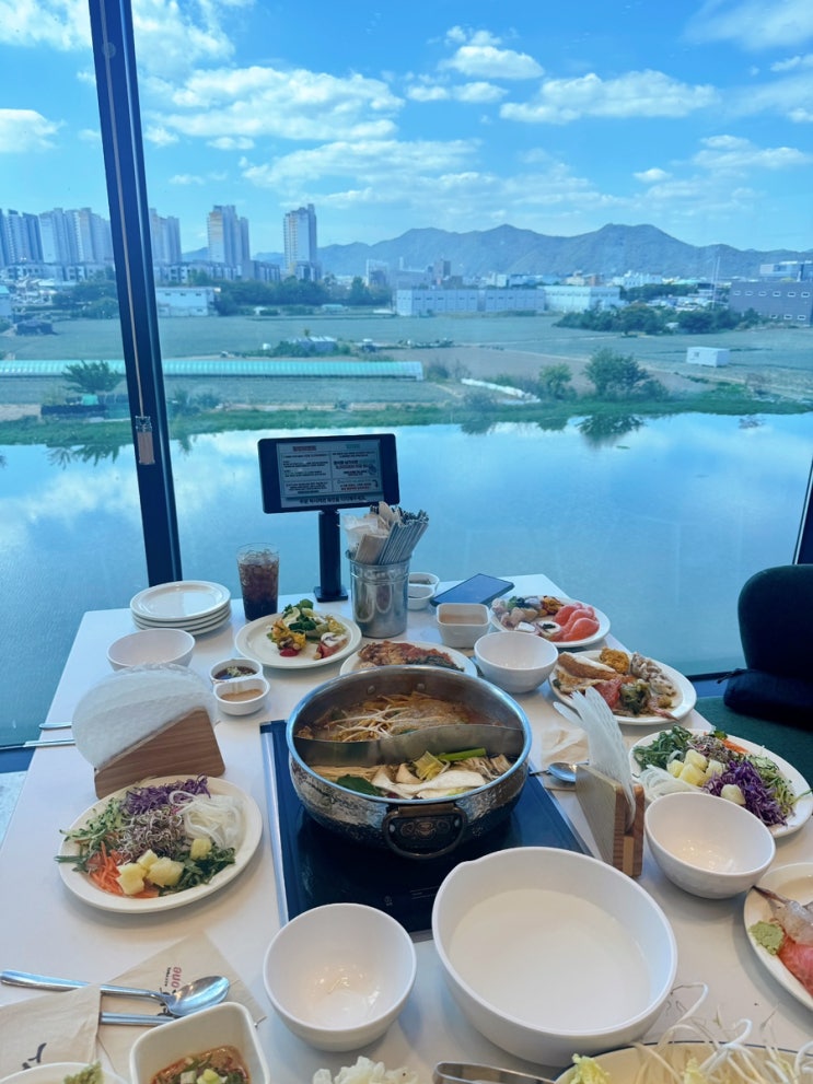 부산 명지 샤브샤브 샤브원 명지점｜낙동강 뷰 보며 샐러드바까지 ....