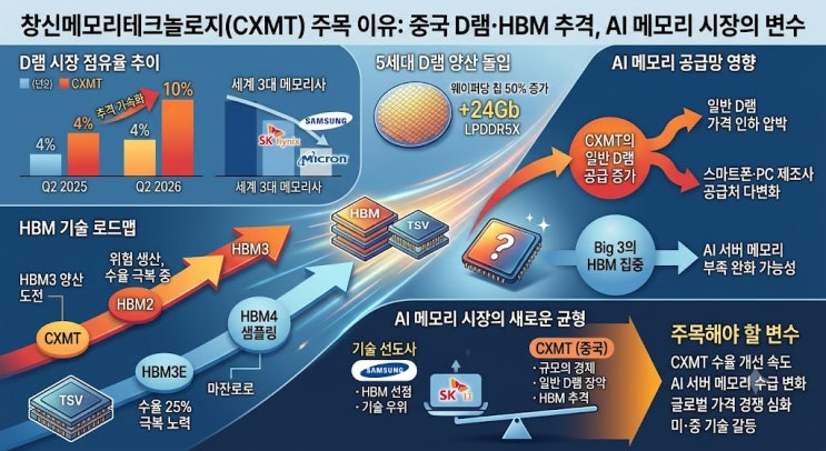 창신메모리테크놀로지(CXMT) 주목 이유｜중국 D램·HBM 추격, AI메모리시장의 변수
