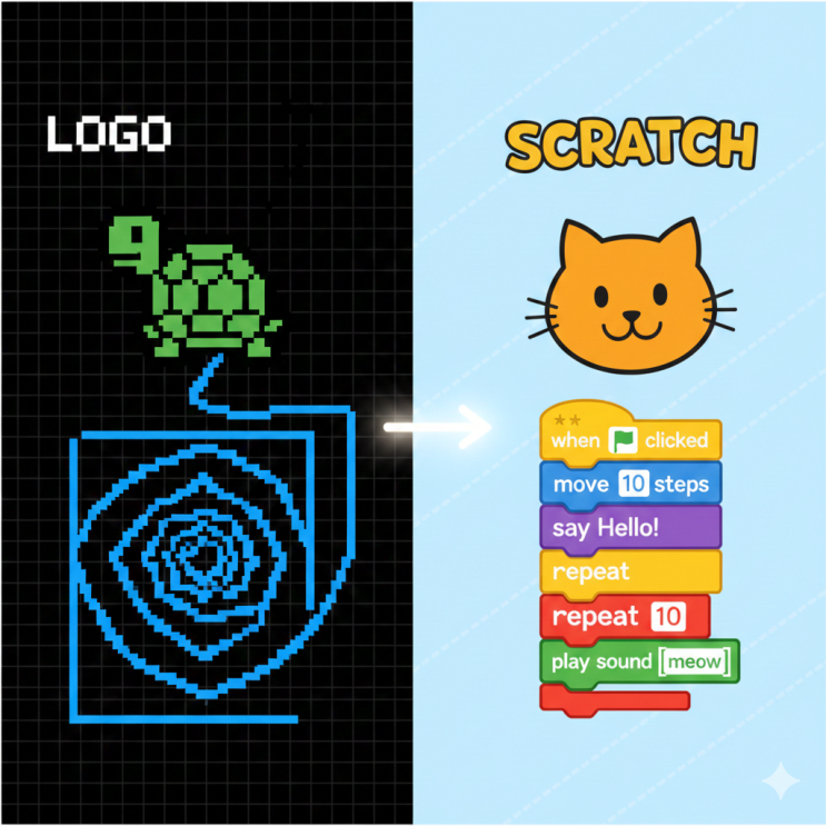 [교육 테크] 거북이에서 고양이까지: 코딩 교육의 뿌리를 찾아서 (Logo & Scratch) : 네이버 블로그