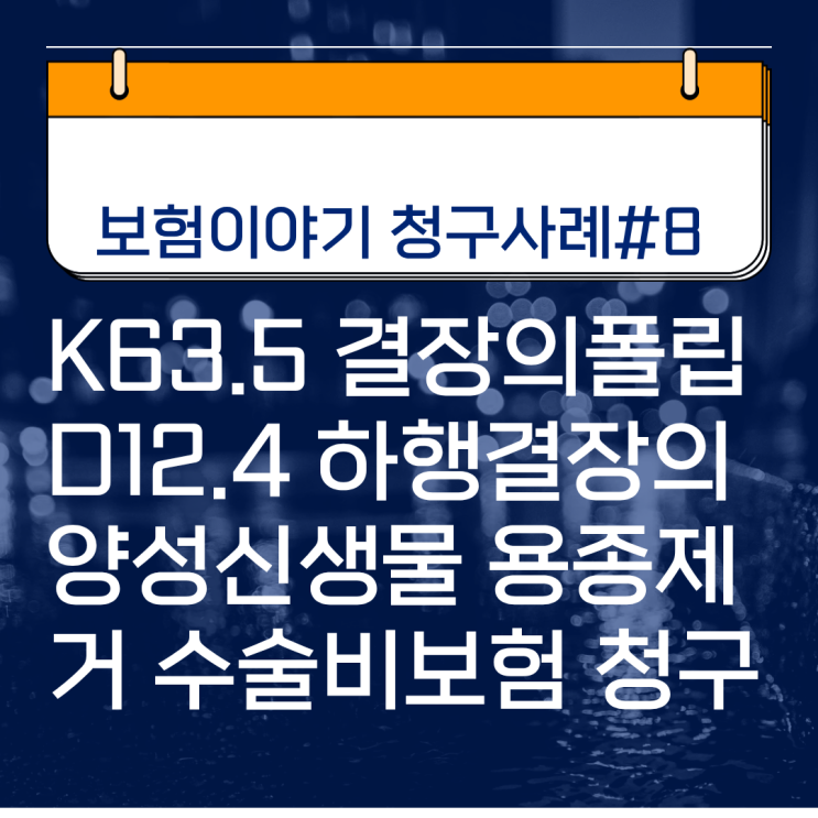 보험이야기 청구사례#8 K63.5 결장의 폴립 D12.4 하행결장의 양성 신생물 용종제거 수술비보험 청구 이영국설계사 : 네이버 블로그