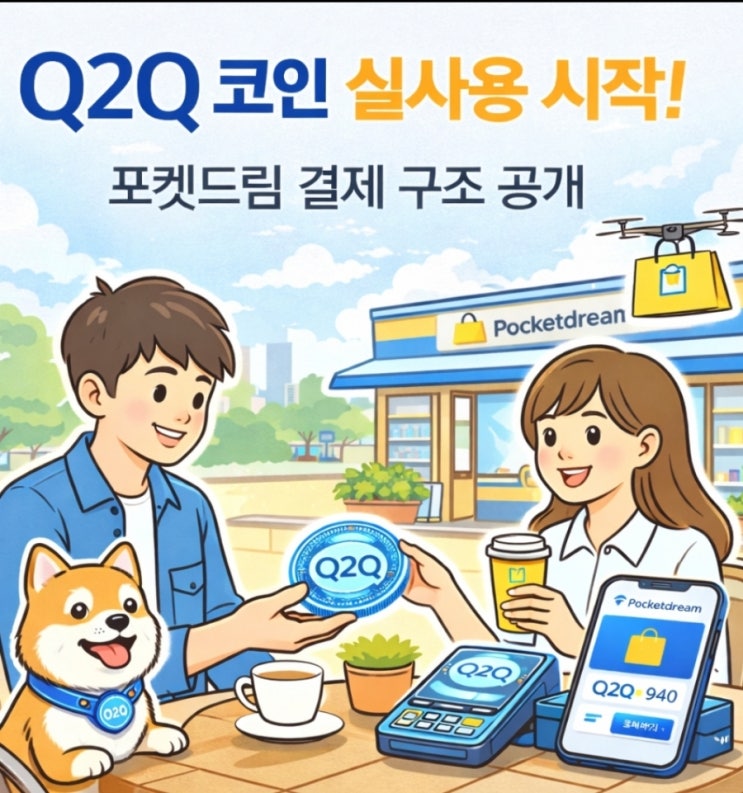 Q2Q코인,드디어 실사용 시작-포켓드림 결제 구조 공개 : 네이버 블로그