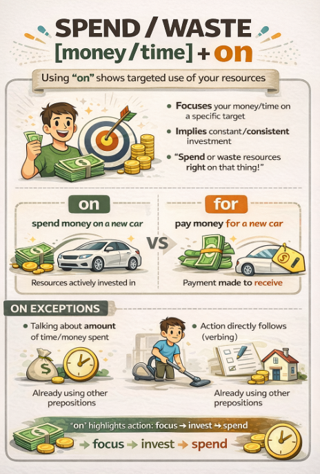 왜 waste, spend 뒤에 on이 붙을까? : 네이버 블로그