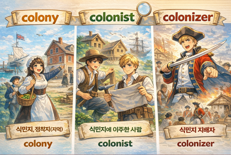 colony · colonist · colonizer 한 번에 끝내기 — 식민지 영어 단어의 뿌리부터 뉘앙스까지 : 네이버 블로그