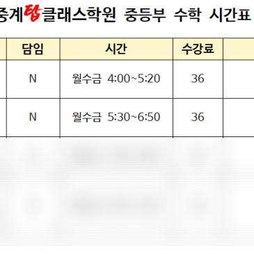 [중계동 수학학원] 정원 5명의 중등부 판서식 수학 수업 개강! RSS 대표 이미지