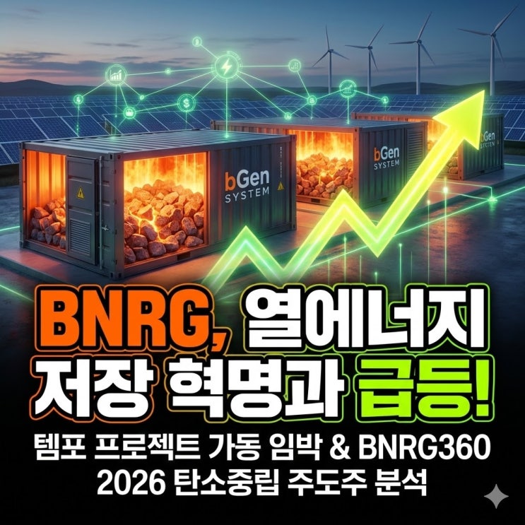 BNRG(브렌밀러 에너지) 급등! '템포' 프로젝트 가동과 열에너지 저장 시장의 선점 : 네이버 블로그
