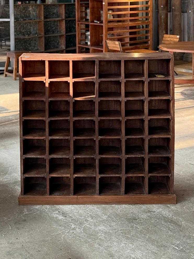 vintage wooden grid shelf / 빈티지 우드 그리드 선반 / 루스틱 퍼니처 : 네이버 블로그