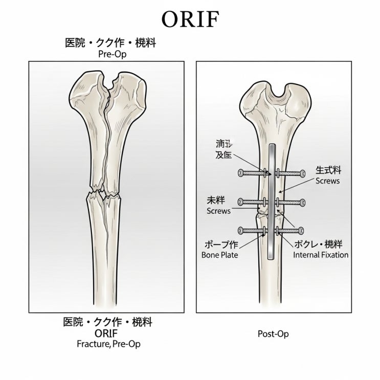 의학용어 ORIF(open reduction and internal fixation) 뜻 / 구동사 fixation on 의미 ...