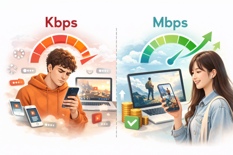 Mbps vs Kbps 뭐가 빠를까? 데이터 속도 차이와 체감 속도 완전 비교 : 네이버 블로그