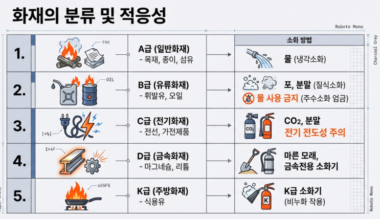 소방화재분류 및 적응성 : 네이버 블로그