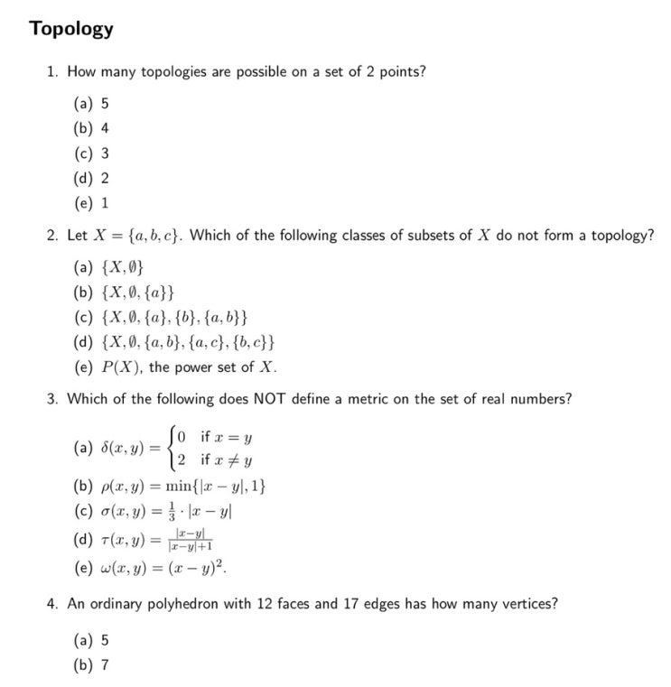 GRE Subject Math Topology 연습문제 풀이 : 네이버 블로그