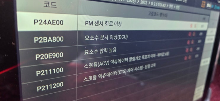 4847 포터2 (성남) 2022년식 ㆍdpf교환ㆍ도징모듈ㆍ후단녹스센서ㆍPM(분진)센서 ㆍP2BA800 요소수분사이상 ...
