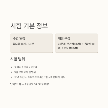 남산고1 중간 대비 전략