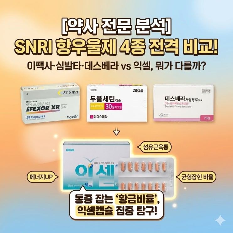 약국우울증치료제/SNRI계열 #4 온몸이 쑤시는 우울증? 통증까지 잡는 독특한 SNRI '익셀캡슐'(섬유근육통) : 네이버 블로그