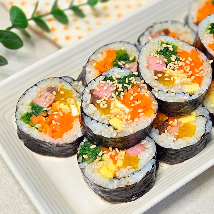 스팸 김밥 만들기 레시피 추천 도시락 재료 김발없이 싸는법 : 네이버 블로그