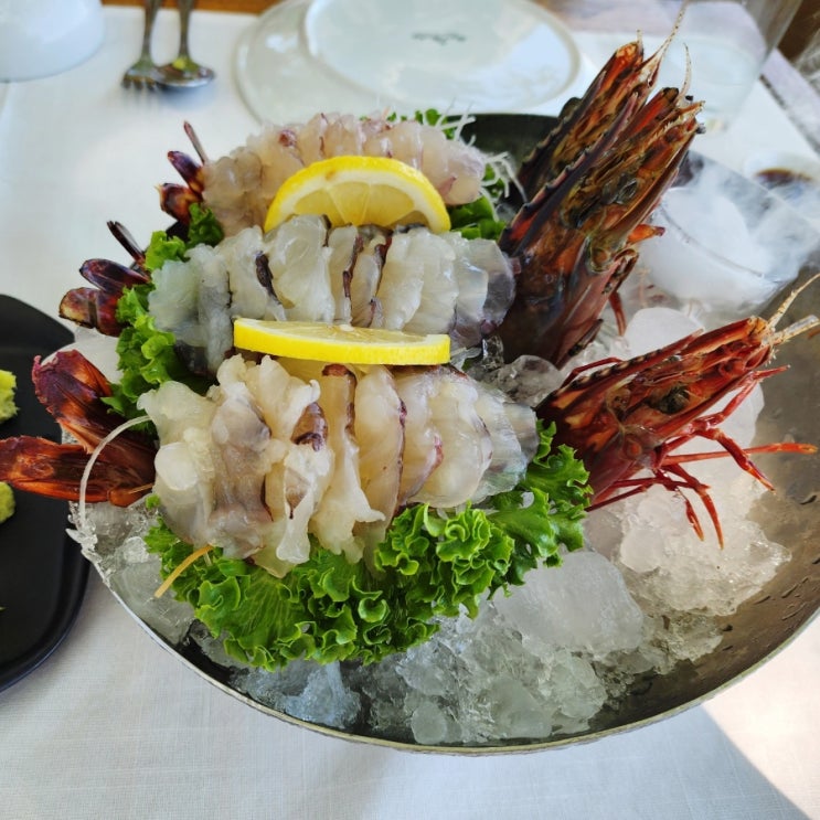 푸켓 찰롱베이 맛집, 깐앵 레스토랑(kan eang restaurant) 타이거 새우 사시미 내돈내산 후기. + 메뉴판 ...