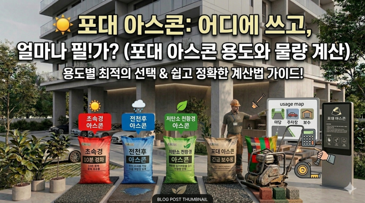 포대 아스콘 용도, 면적당 물량 계산 방법 정리 : 네이버 블로그