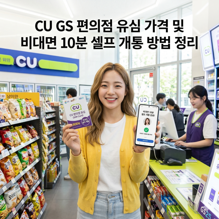 CU GS 편의점 유심 가격 및 비대면 10분 셀프 개통 방법 정리해봄... : 네이버 블로그